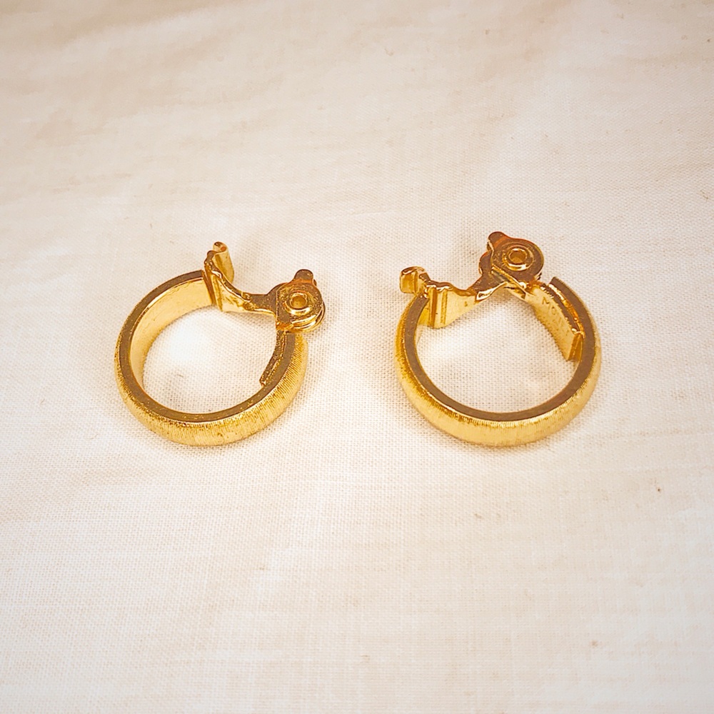 Monet Small Gold Tint Hoop Clip Earrings